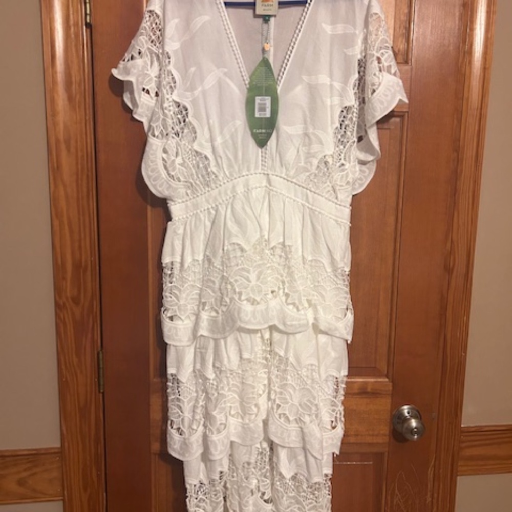 Farm Rio Richelier Embroidered Midi Dress NWT/NEW